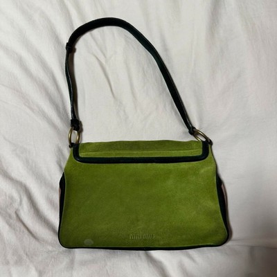 MIU MIU FW2003 Suede Shoulder Bag Green Men