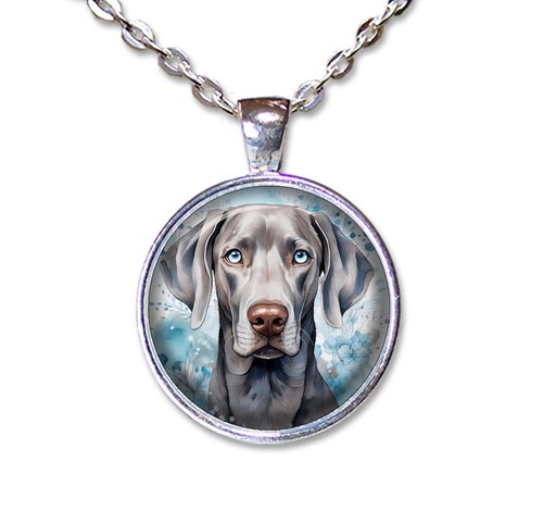 Collar colgante de vidrio redondo hecho a mano Weimaraner de ojos azules para perros amantes de Weimaraner - Imagen 7 de 10