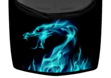 Fire Dragon Vivid Teal Burning Flames Truck Hood Wrap Vinyl Car Graphic Decal 