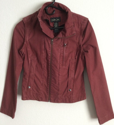 VS London Jean Cotton Rust color Full/Sleeveless New Moto Jacket Womens XS
