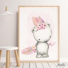 Baby, Girl Nursery Wall Art Prints Watercolour Woodland Animals. Nursery Decor