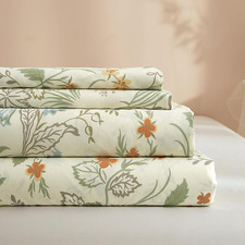 Luxurious Green Floral Queen Sheet Set - 4 Piece Cooling Bedding, Deep Pocket