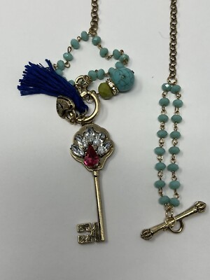 Juicy Couture Toggle Necklace Rhinestone Key Ring Charm Costume