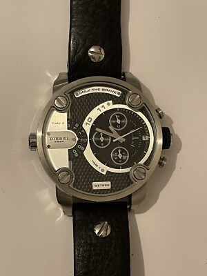 DIESEL LITTLE DADDY DZ-7256 Herrenuhr Leder Schwarz 51,3mm Windschutzscheiben...