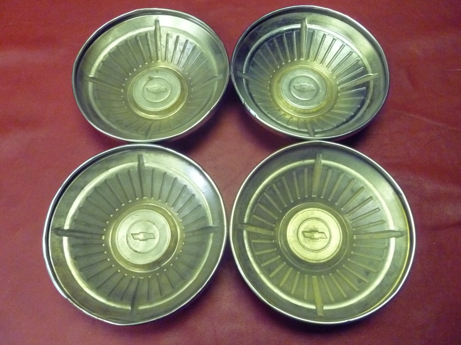 VINTAGE 1963 CHEVY Z11 IMPALA 409 DOG DISH POVERTY HUBCAPS WHEEL COVERS