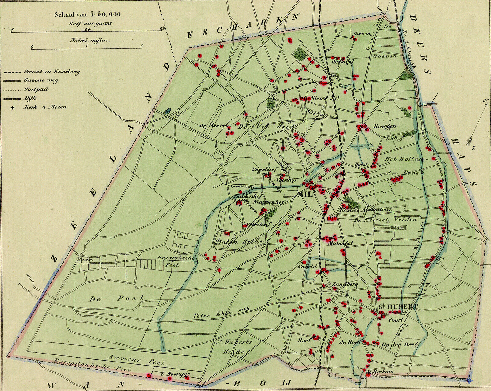 ANTIQUE MAP-NETHERLANDS-MILL-NOORD BRABANT-KUYPER-1865 100% nowa, popularna WYPRZEDAŻ!