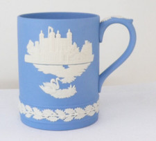 Wedgwood Jasperware Christmas 1973 Tower Of London Mug Tankard Blue White