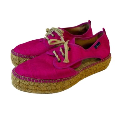Gaimo Ronda Fuchsia Pink Silk Jute Platform Espadrilles Women's EU 37/US 6.5-7