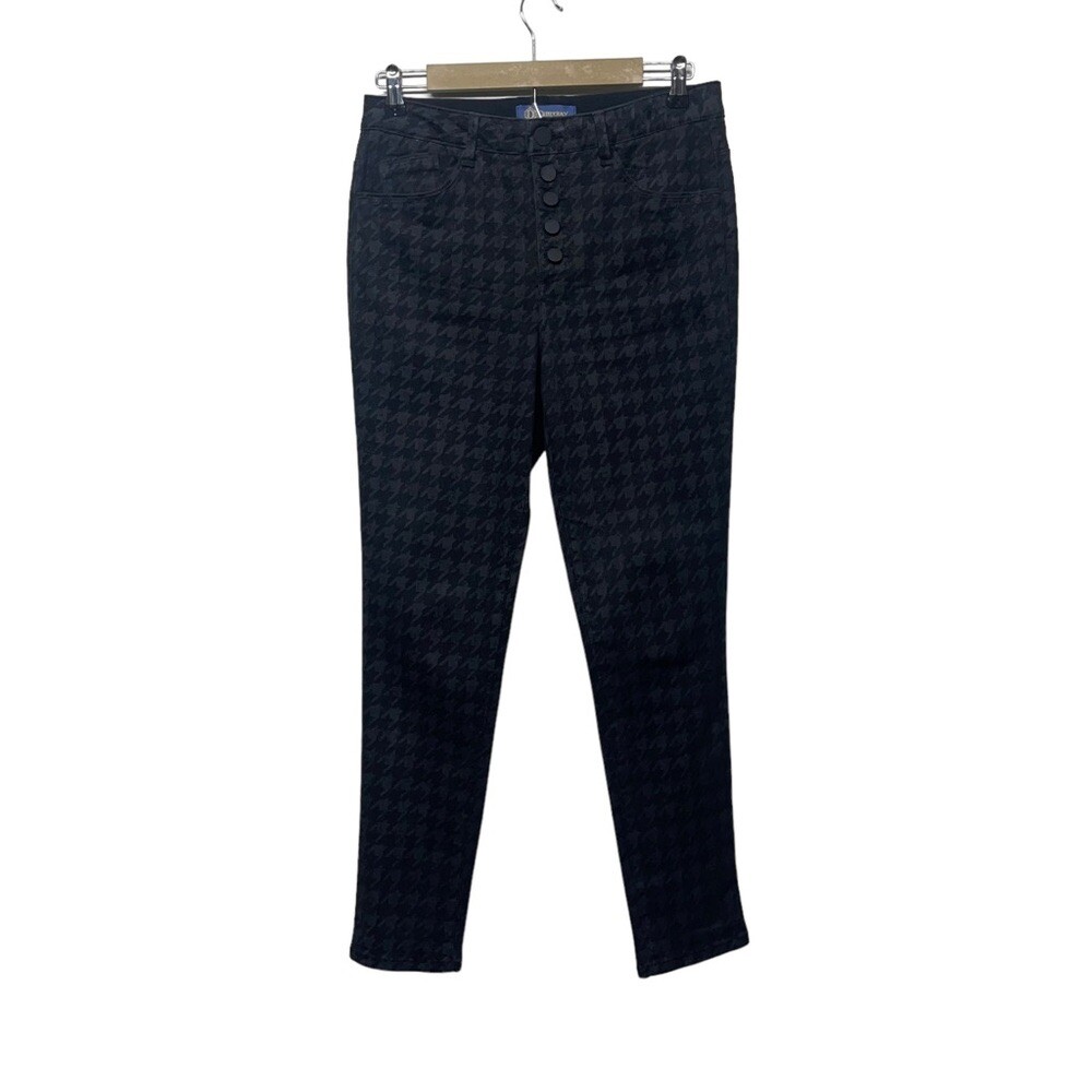 Democracy Black Gray Houndstooth Pattern Button F… - image 1