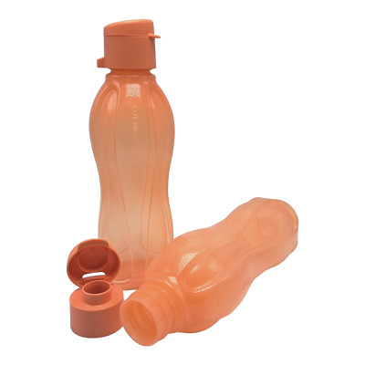 Tupperware Medium Eco Water Bottle Orange 16 oz Flip-up Lid Set of 2