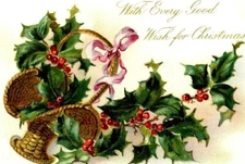 Vintage Raphael Tuck & Sons Christmas Basket Holly Postcard (A2)