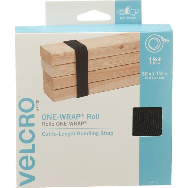 Velcro Brand 1.5-Inch x 30-Ft Black One-Wrap Hook & Loop Roll