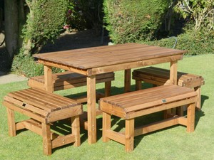 4 Seater 4 Person Seats Chairs Garden Bench Wooden Table Set Patio Furniture Ebay