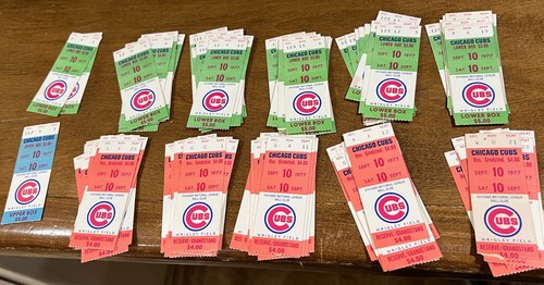 Boletos usados de colección de los Chicago Cubs 1977 tribuna de campo Wrigley/caja inferior - Imagen 3 de 5