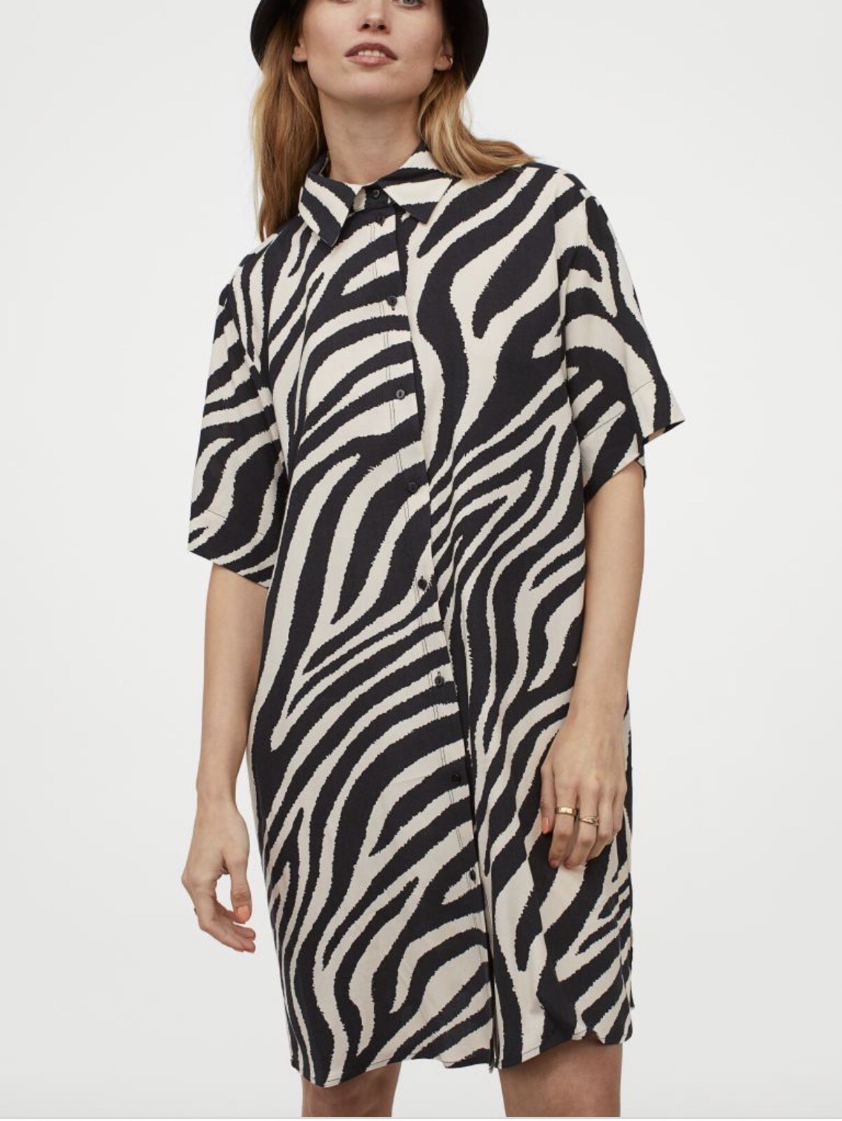 h and m white shirt dress