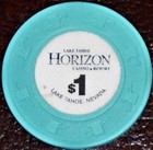 Old $1 HORIZON Casino Poker Chip Vintage Antique H/C Mold Lake Tahoe NV 1990 VG — photo 1