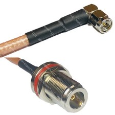 RG400 SMA MALE ANGLE to N FEMALE BULKHEAD RF Cable FAST-SHIP LOT