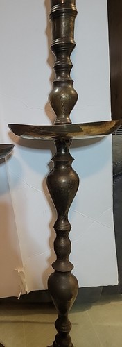 Brass Floor Candle Holders (4) Assort Sizes Needs Clean Has Wear Photos Descr - Picture 5 of 19