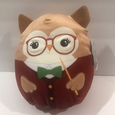 NWT Squishmallow Jaydelle the Owl "Back to School" 8 Inches Plush Kellytoy Brown