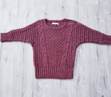 Ann Taylor Loft 3/4 Sleeve Heather Burgundy Cable Knit Pullover Sweater Size S