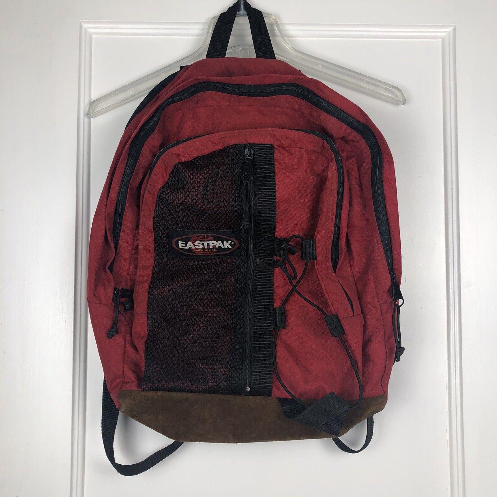 Omhoog bijvoorbeeld Schande Vintage EASTPAK Backpack Leather Bottom Red Book bag Made USA 90s | eBay