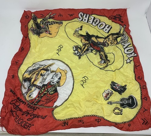 Vintage 1950’s Roy Roger’s Trigger Many Happy Trails Scarf Cowboy Western -RARE