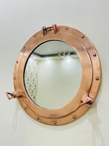 Christmas Gift 17" Ship Porthole Bathroom Mirror Copper Finish Round Boat Window - Picture 1 of 5