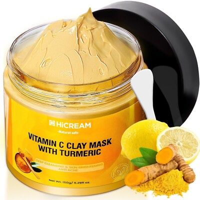 Turmeric Vitamin C Clay Mask, Deep Cleansing Facial Face clay 