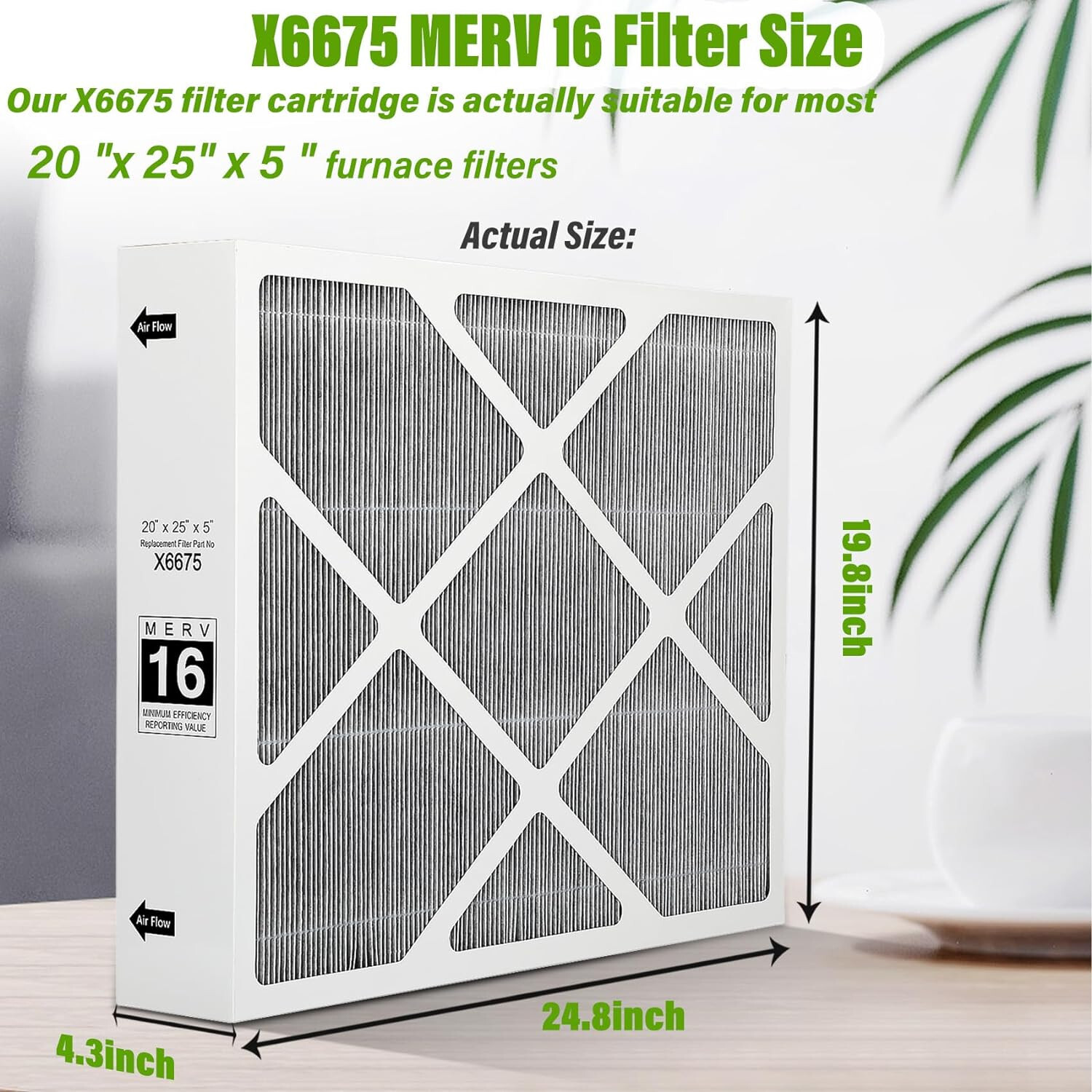 Lennox X6675 Air Filter 20x25x5 Merv 16 Healthy Climate Carbon Clean