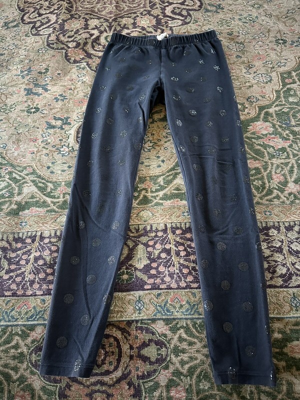 CREWCUTS~girl's~GLITTERY/DOTS/dark/NAVY/BLUE/LEGGINGS Sz 10