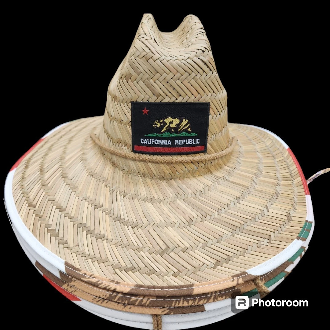 Wide Brim Straw Summer HAT California Republic Bk #4 Sombrero W/FREE SHIPPING!!!