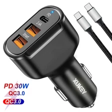 Dual USB PD 30W Type-C Car Charger Fast Charge AdapterFor iPhone Samsung Galaxy