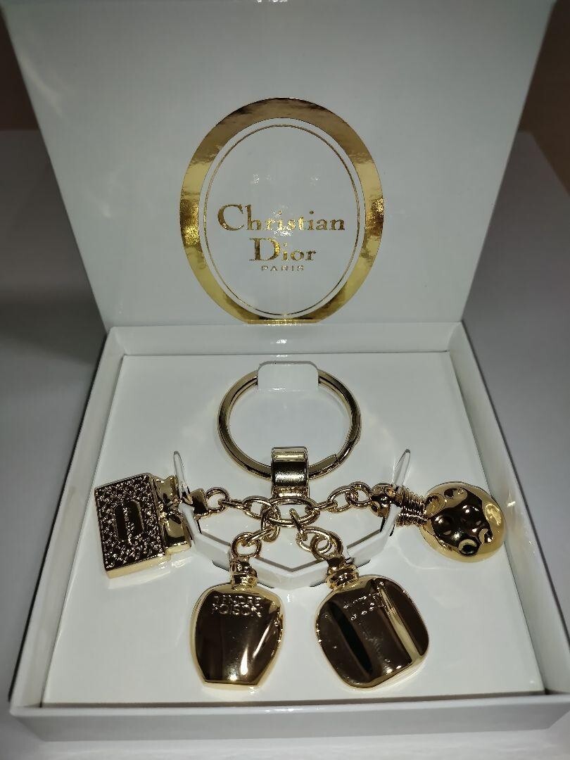 CHRISTIAN DIOR Auth. 4 Charms KEYRING BAG CHARM KEY HOLDER Gold jp eBay