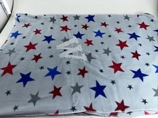 Patriotic Blanket Large Throw 59"  89" Stars Blue Gray Red Customized