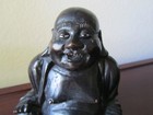Antique Oriental Wooden Carving Cheerful Seated Buddha — photo 5