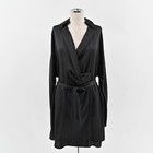 BCBGMAXAZRIA Shirt Dress Size M Diane Black Long Sleeve Collared Wrap Tie Mini