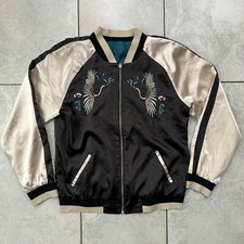 Chelsea & Violet Satin Bomber Jacket Size L Womens Reversible