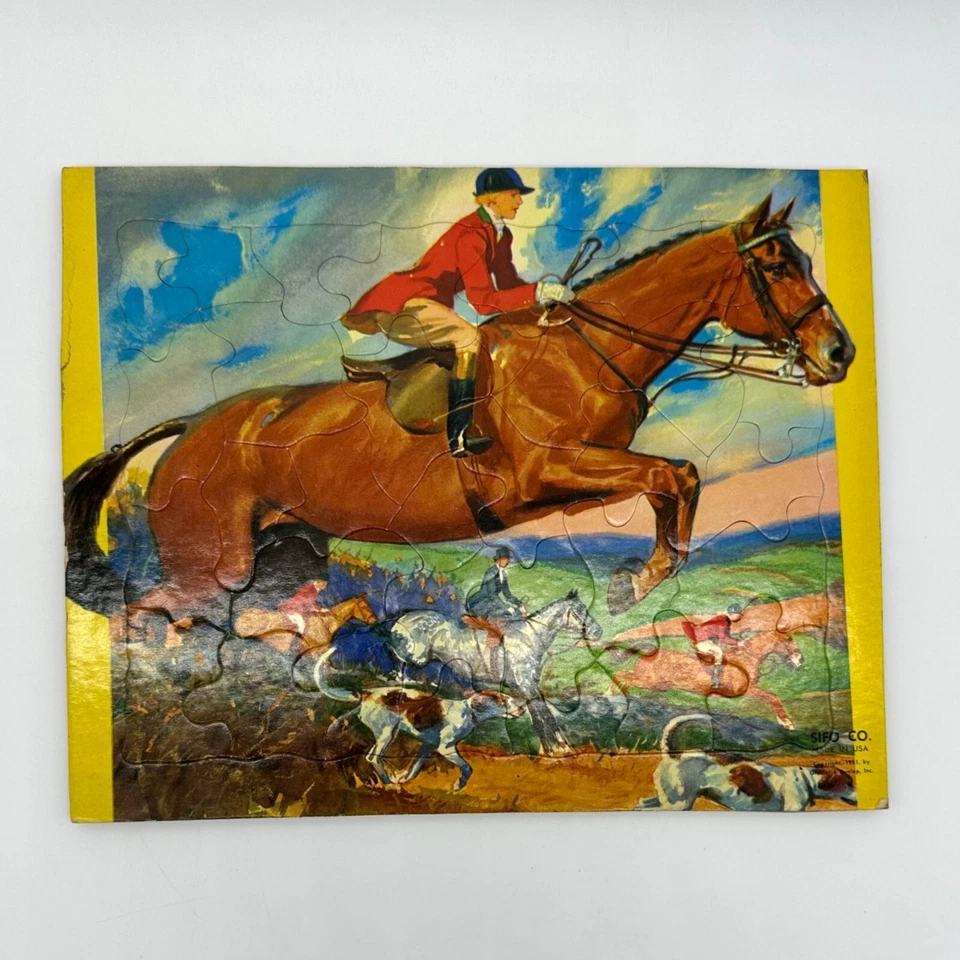 Vintage Puzzles Sifo USA 1951 Horse Equestrian Cowboy Western Nursery Decor - Image 3 of 4