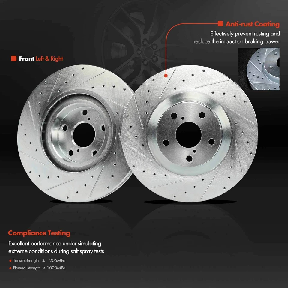 Rotores de freno y pastillas de freno perforados delanteros y traseros para Lexus GS300 GS350 IS300 IS350 Foto 4 de 4