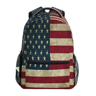 American Flag Kids Backpack Rustic Patriotic Flags Laptop Backpack School Bag...