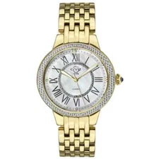 Gv2 By Gevril Women's 9142 Astor II Diamond MOP Dial Gold IP Steel Watch
