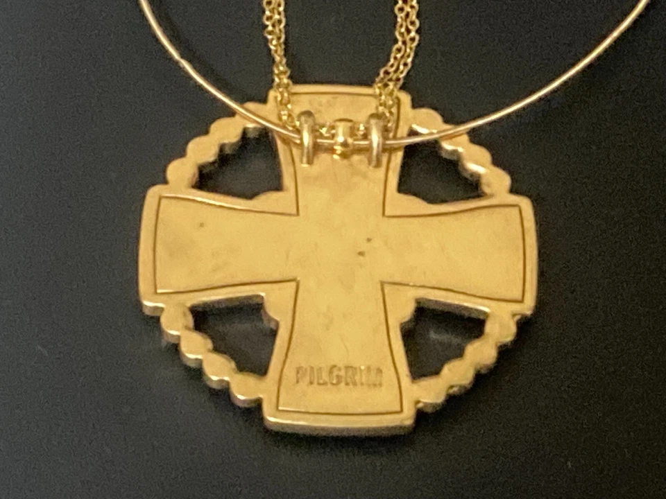 PEREGRINO Diseño Danés Cruz Colgante 3 Cadenas Collar Naranja Gargantilla Ajustable Foto 3 de 4