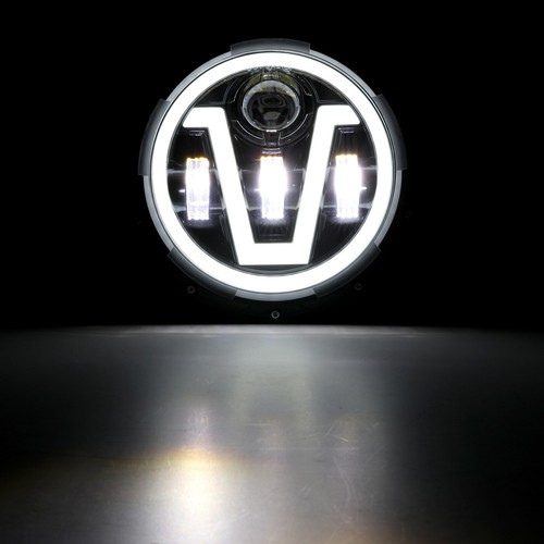 Faro LED Fit Kawasaki Vulcan 500 900 1600 7"H i/Lo Beam + Adaptador H4 a H13 - Imagen 3 de 12