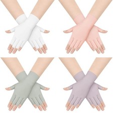 4 Pairs Sun Protection UV Gloves for Women Fingerless Hand UV Protection Glov...