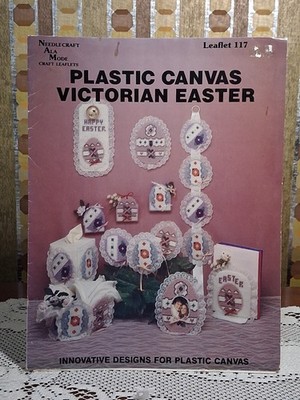 Needlecraft Plastic Canvas Victorian Easter Eggs Tissue Box Picture Frame 117