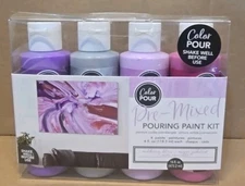 Acrylic Pouring Paint Set, 4 Colors 4 Oz Each Pre-Mixed Artist Craft Silver Pink