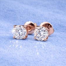 Round .5 cwt Lab-Created White Moissanite Stu...
