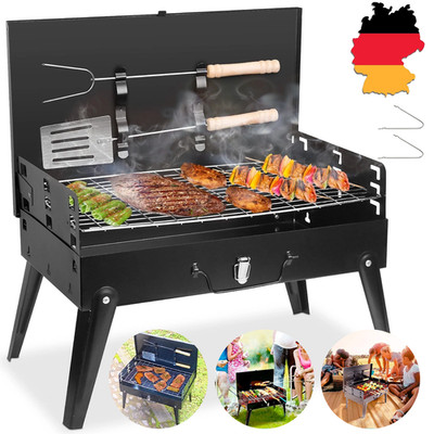 XXL Grill BBQ Holzkohlegrill Klappgrill Camping Standgrill Tragbar Edelstahl NEU