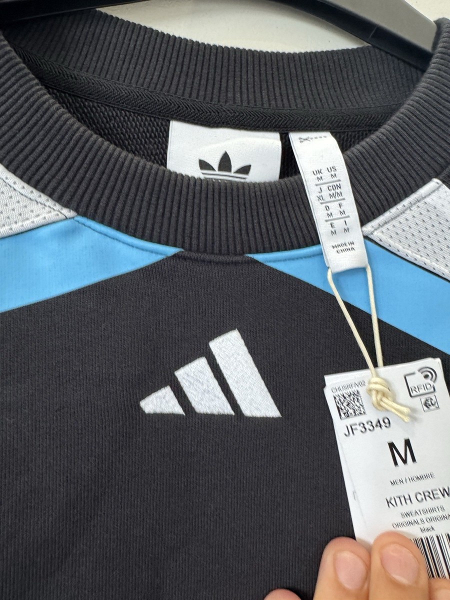 KITH FOR ADIDAS FOOTBALL CREWNECK JUMPER BLACK MEDIUM LTD EDITION