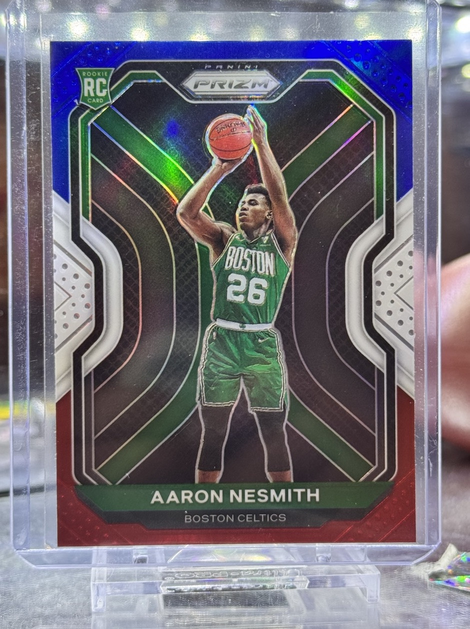 2020-21 PANINI PRIZM #282 AARON NESMITH RED/WHITE/BLUE PRIZM ROOKIE RC CELTICS